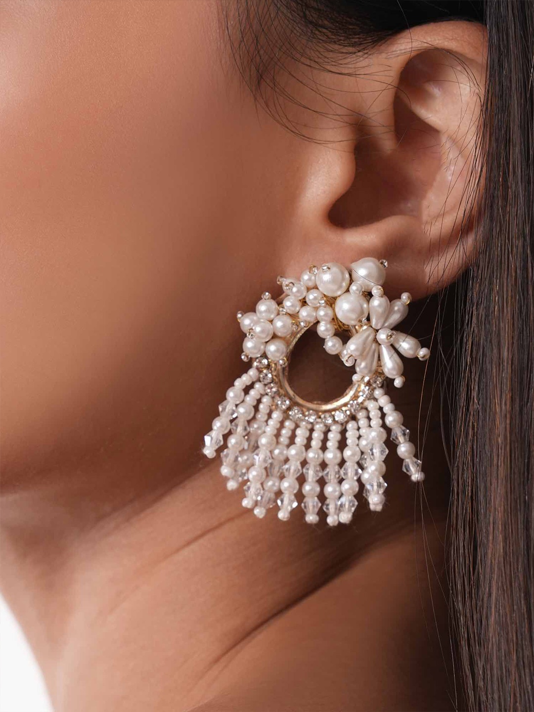 

D'oro Seabreeze Beaded Contemporary Charm Studs, Gold