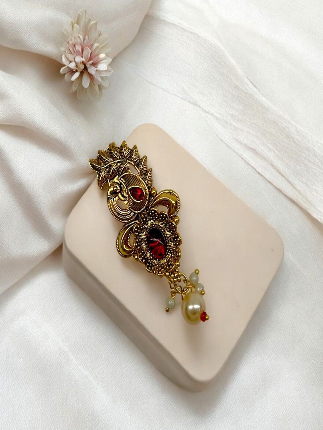 

AccessHer Unisex Gold-Plated Stone-Studded Antique Brooch