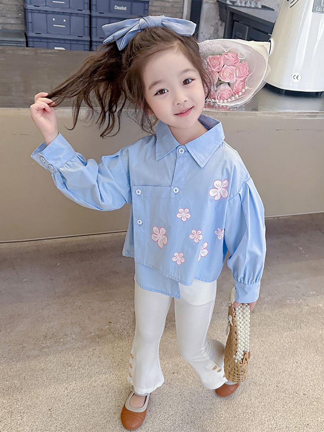 

StyleCast x Revolte Girls Printed Pure Cotton Shirt with Palazzo, Blue