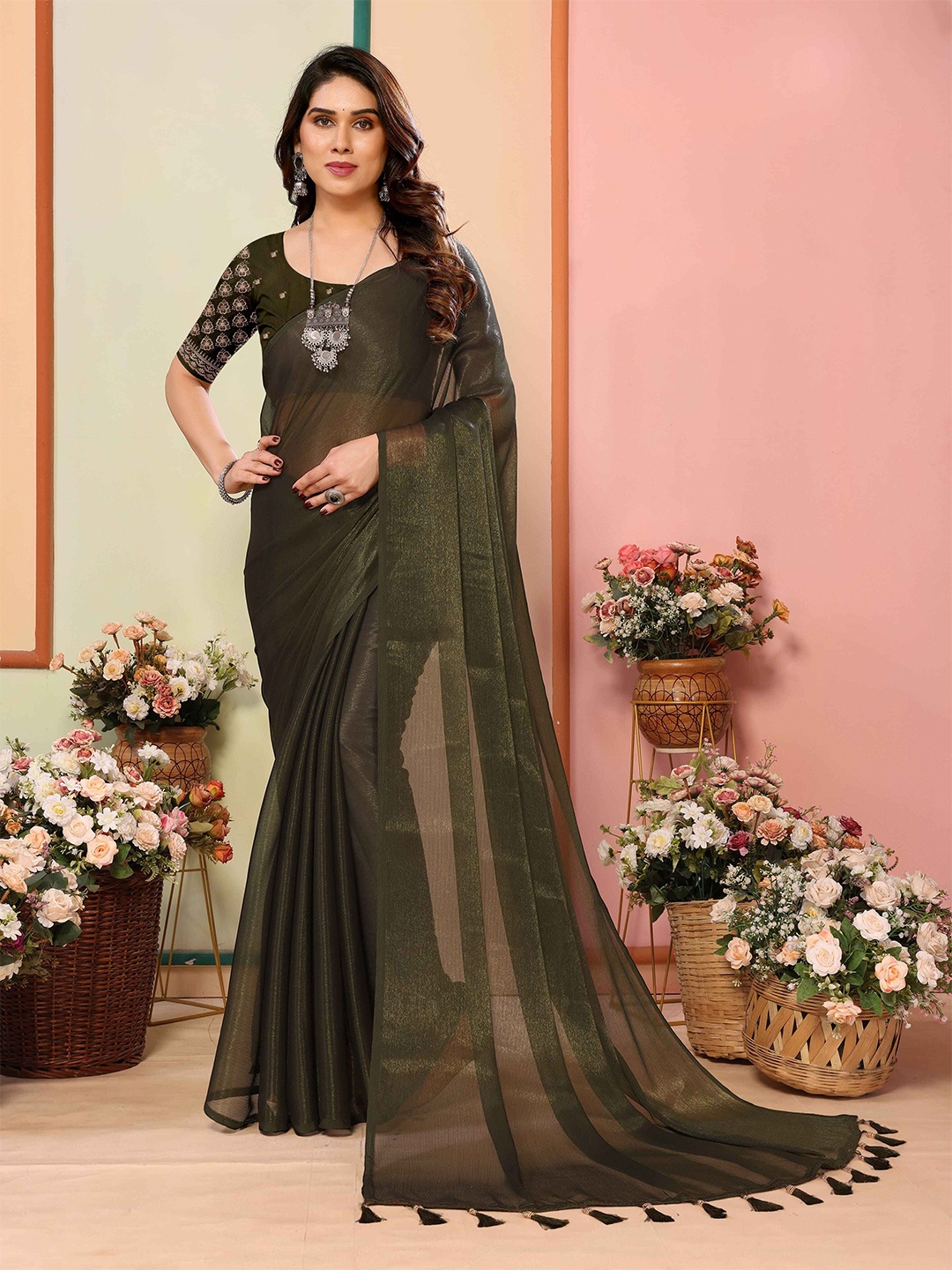 

sareyavella Mysore Silk Celebrity Saree, Green