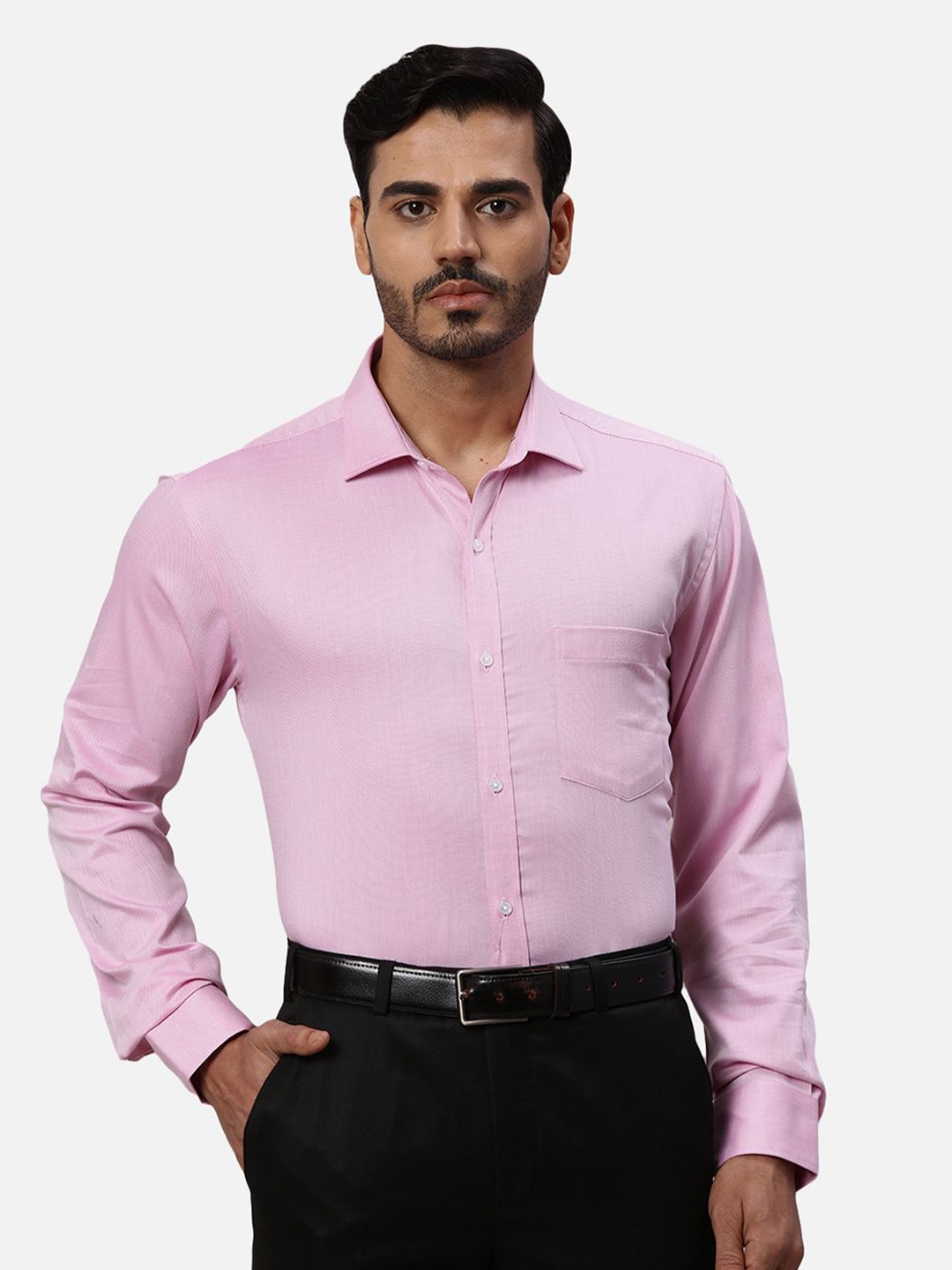 

Park Avenue Men Spread Collar Solid Cotton Slim Fit Formal Shirt, Pink