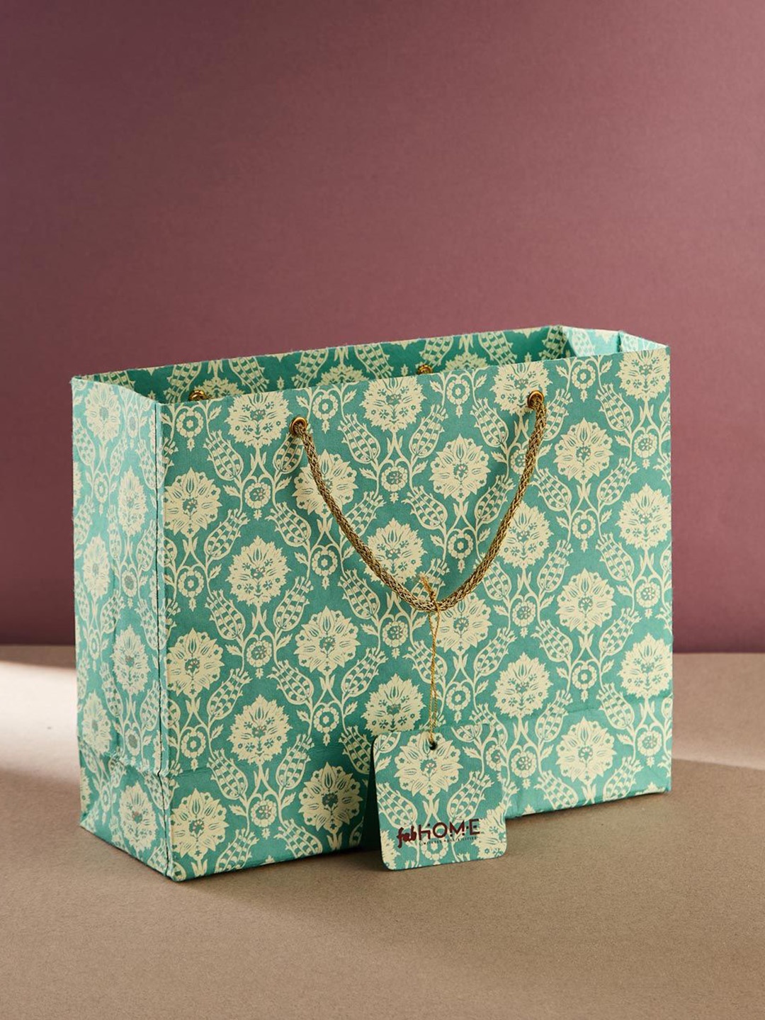 

Fabindia Unisex Floral Printed Swagger Handheld Bag, Teal
