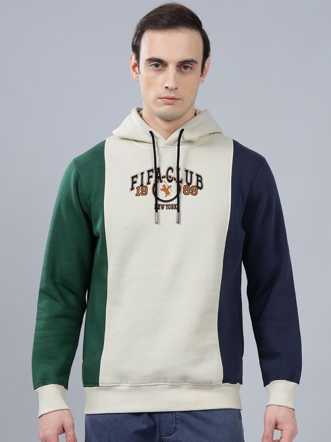 

Cantabil Men Colourblocked Hood Pullover Sweatshirt, Black