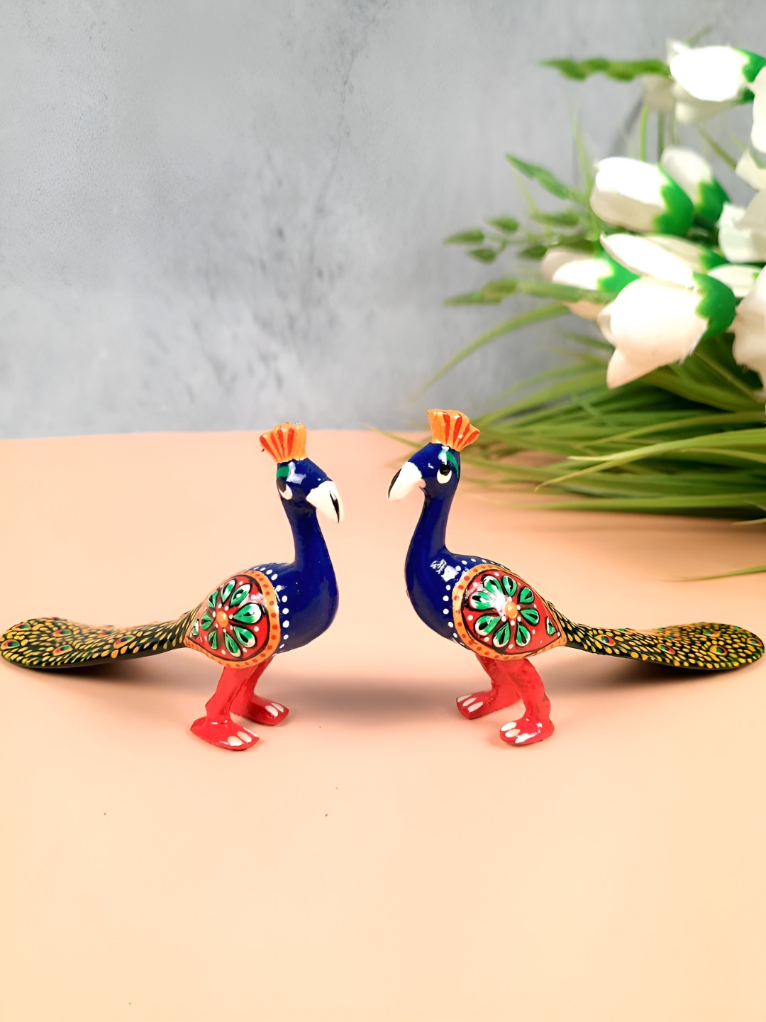 

apka mart Blue 2 Pieces Peacock Showpiece