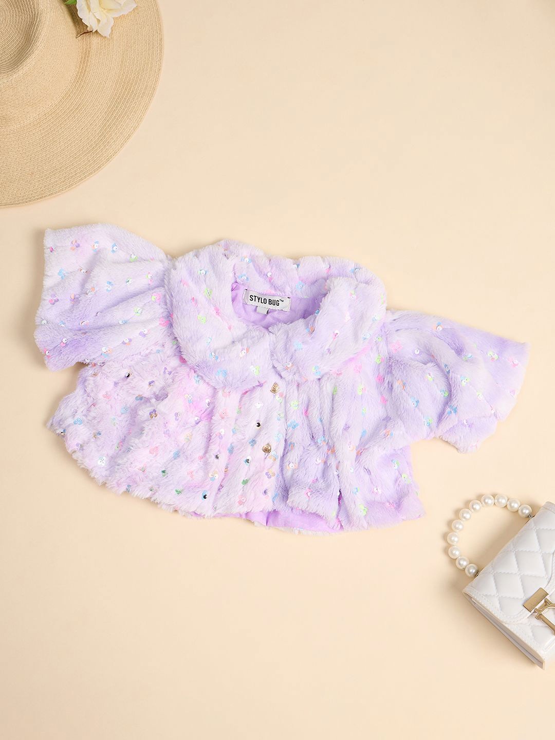 

Stylo Bug Girls Embellished Crop Shrug, Purple
