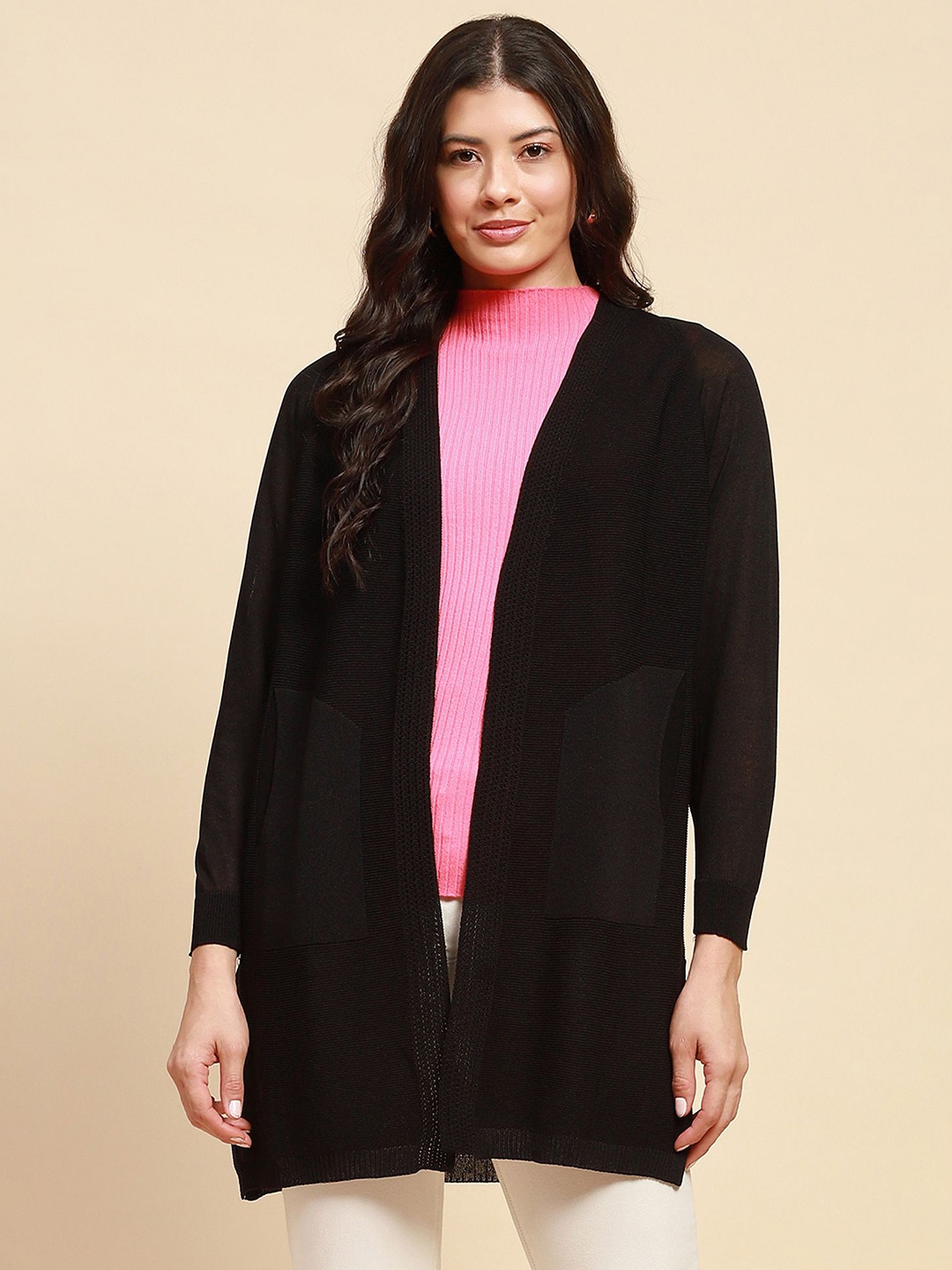 

Global Republic Open Front Longline Shrug, Black