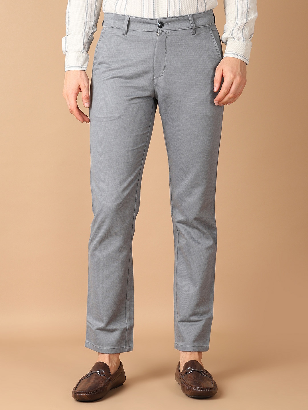 

V-Mart Men Regular Fit Mid-Rise Regular Trousers, Grey