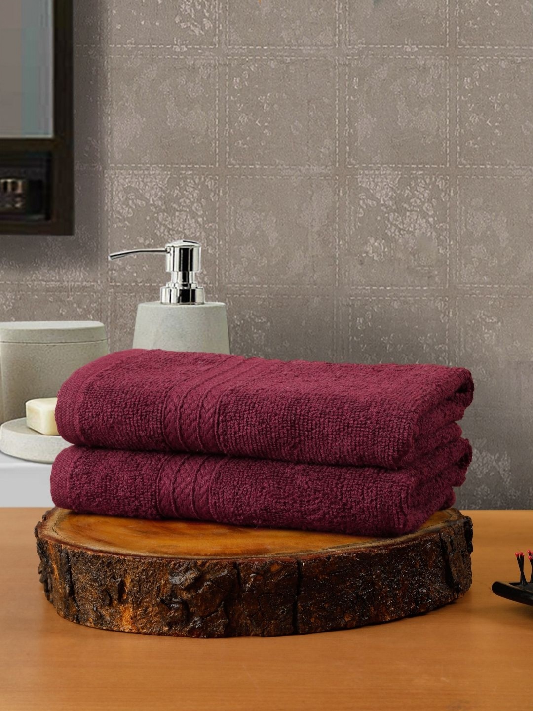 

Creeva Classic Maroon 2 Pieces 545 GSM Cotton Hand Towel