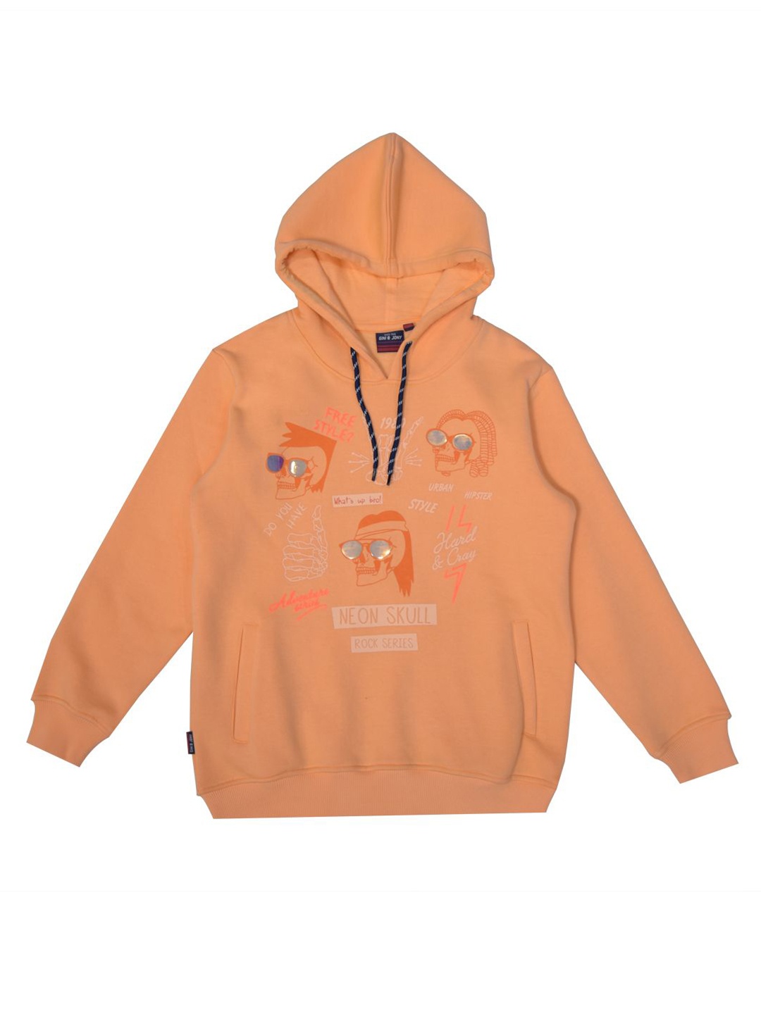 

Gini and Jony Boys Graphic Printed Hooded Cotton Pullover Sweatshirt, Orange