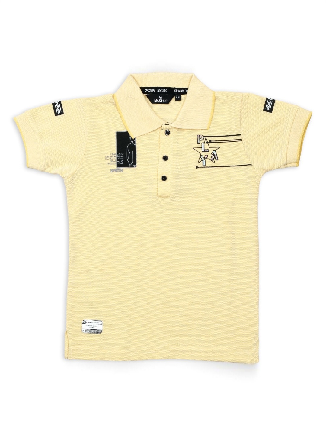 

MashUp Boys Graphic Printed Polo Collar Cotton T-shirt, Yellow