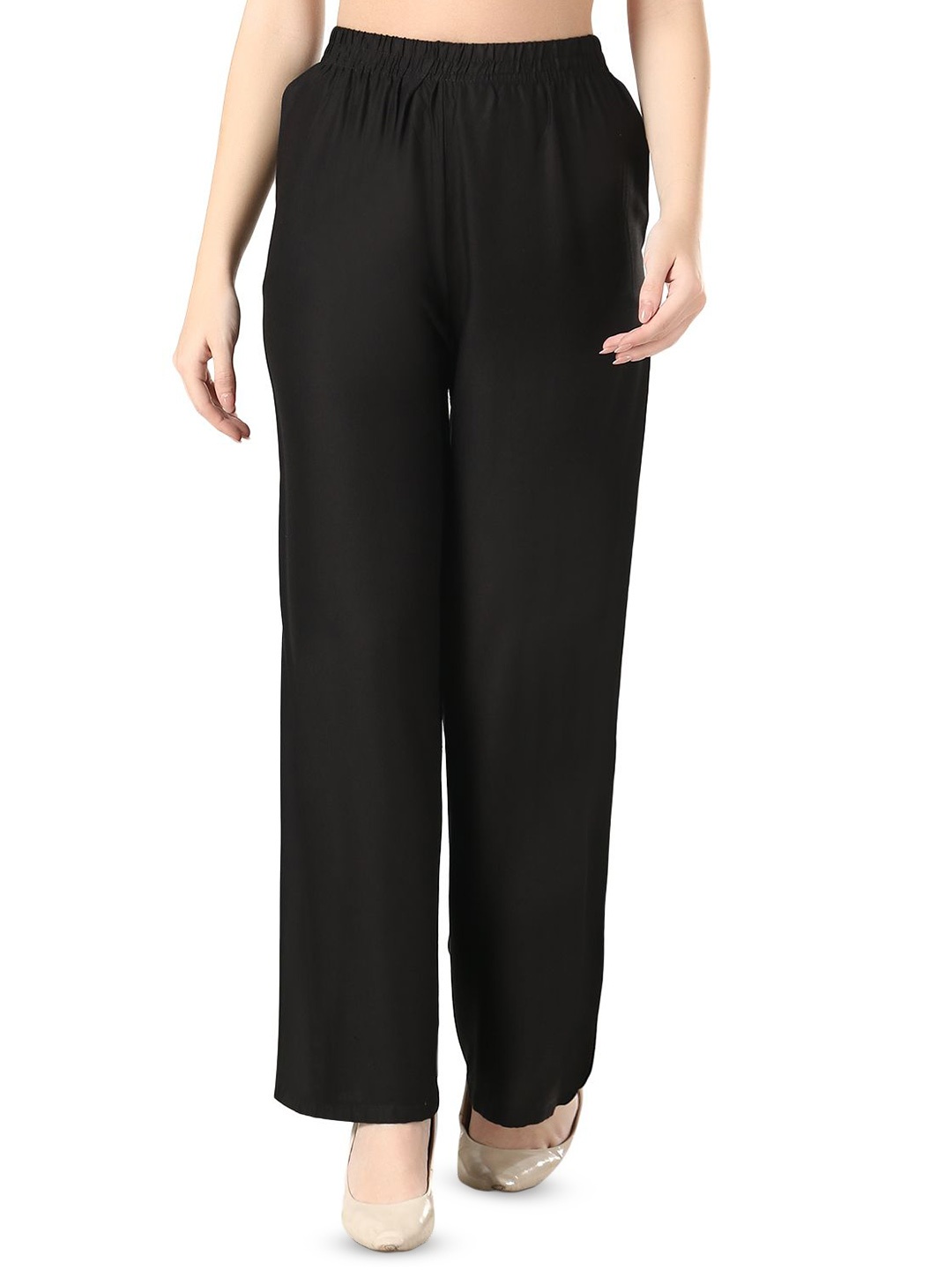 

Aartej Women Solid Straight Palazzos, Black