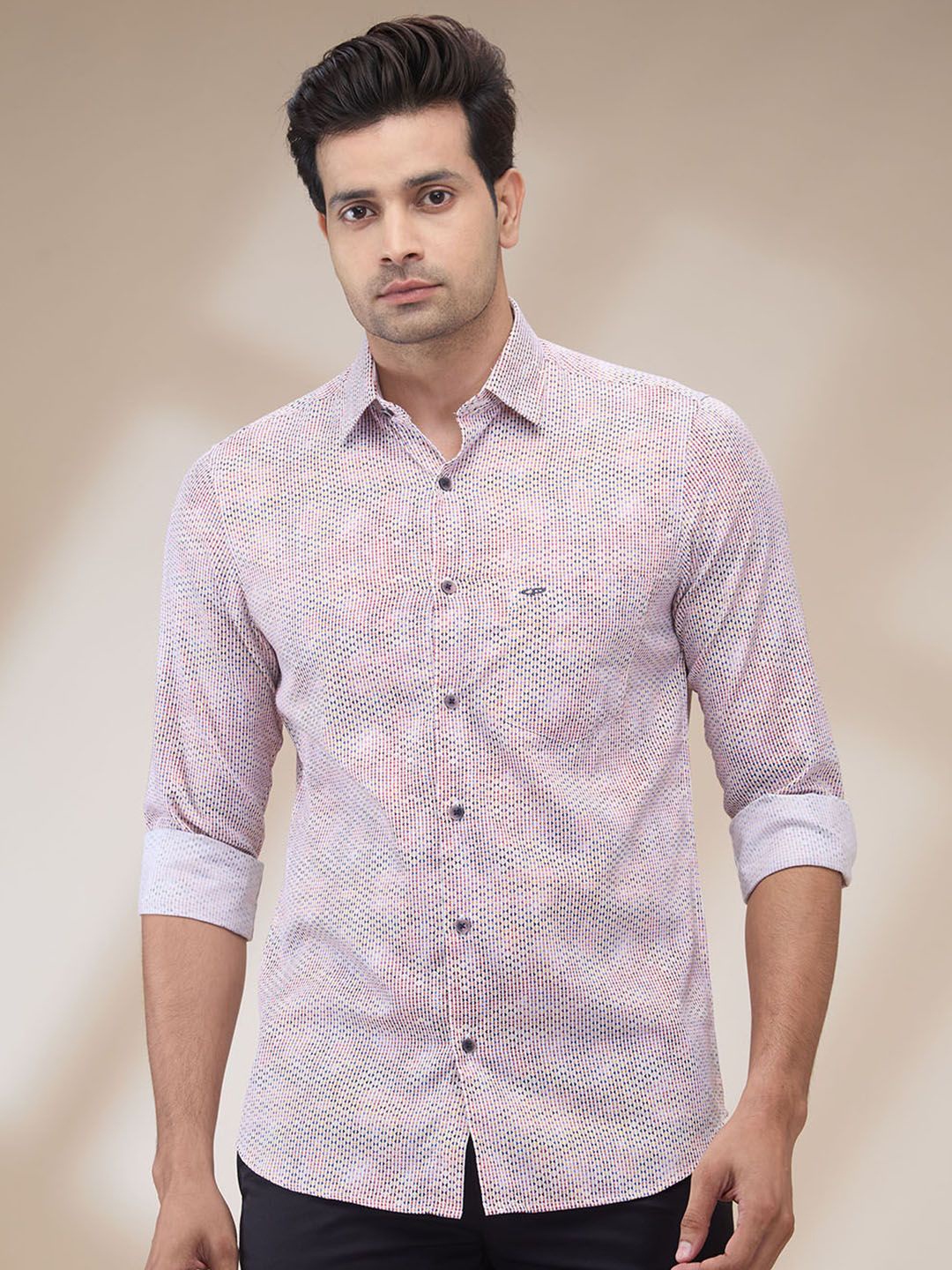 

ColorPlus Men Spread Collar Abstract Printed Cotton Casual Shirt, Brown