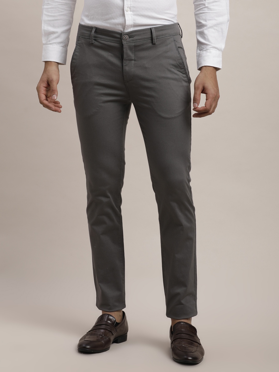 

Turtle Men Ultra Slim Fit Formal Trousers, Grey