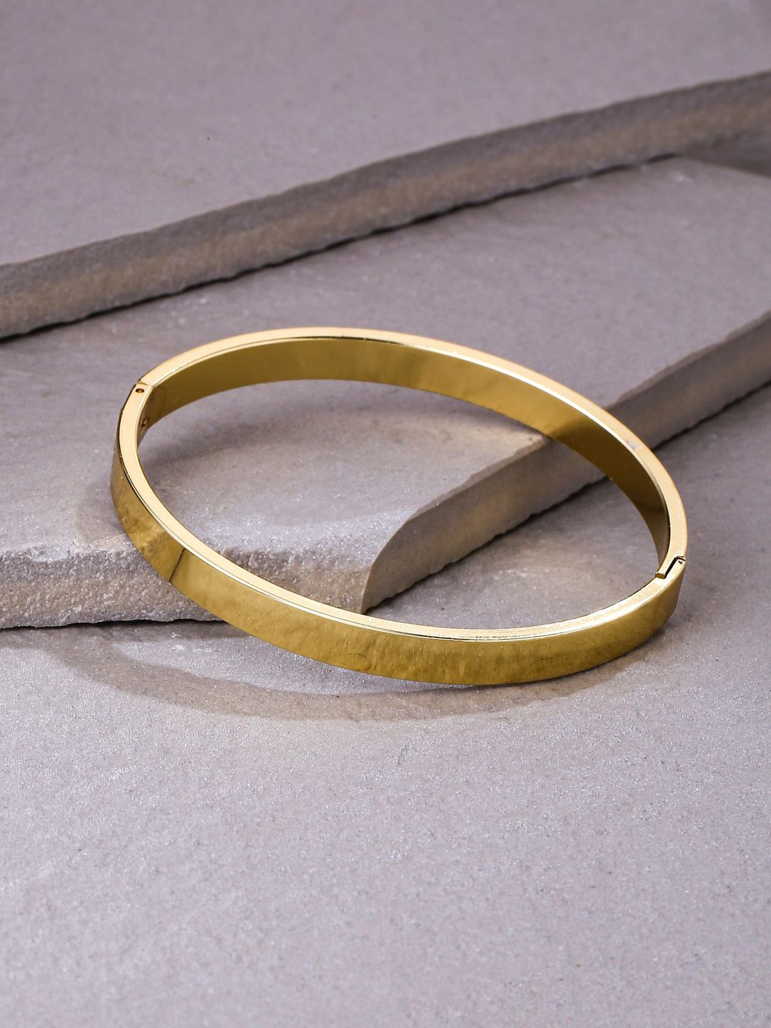 

NVR Men Stainless Steel Gold-Plated Kada Bracelet