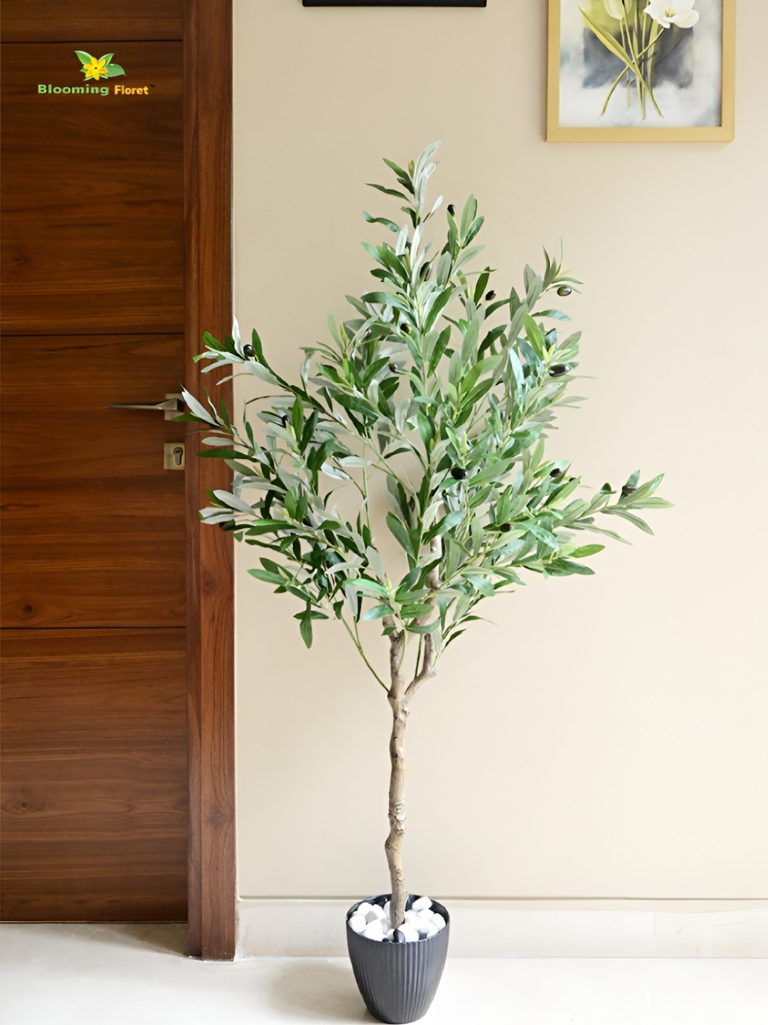 

Blooming Floret Green & Black Olive Tree Artificial Plant With Pot