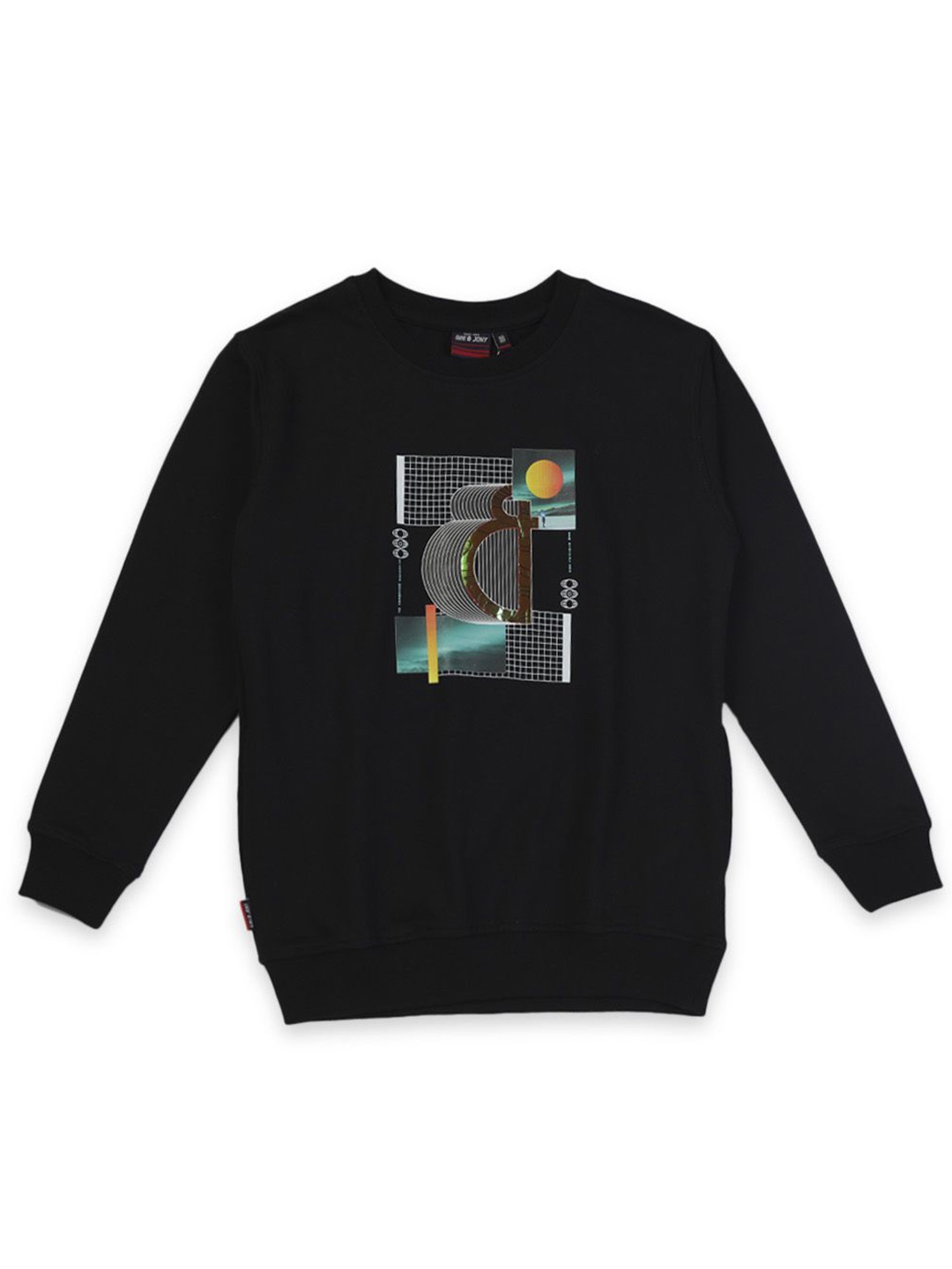 

Gini and Jony Boys Graphic Printed Round Neck Cotton Pullover Sweatshirt, Black