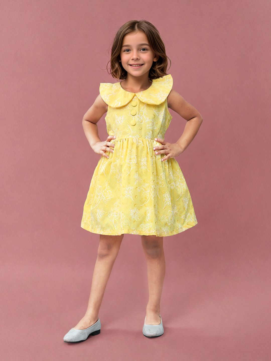 

Toonyport Peter Pan Collar Fit & Flare Dress, Yellow