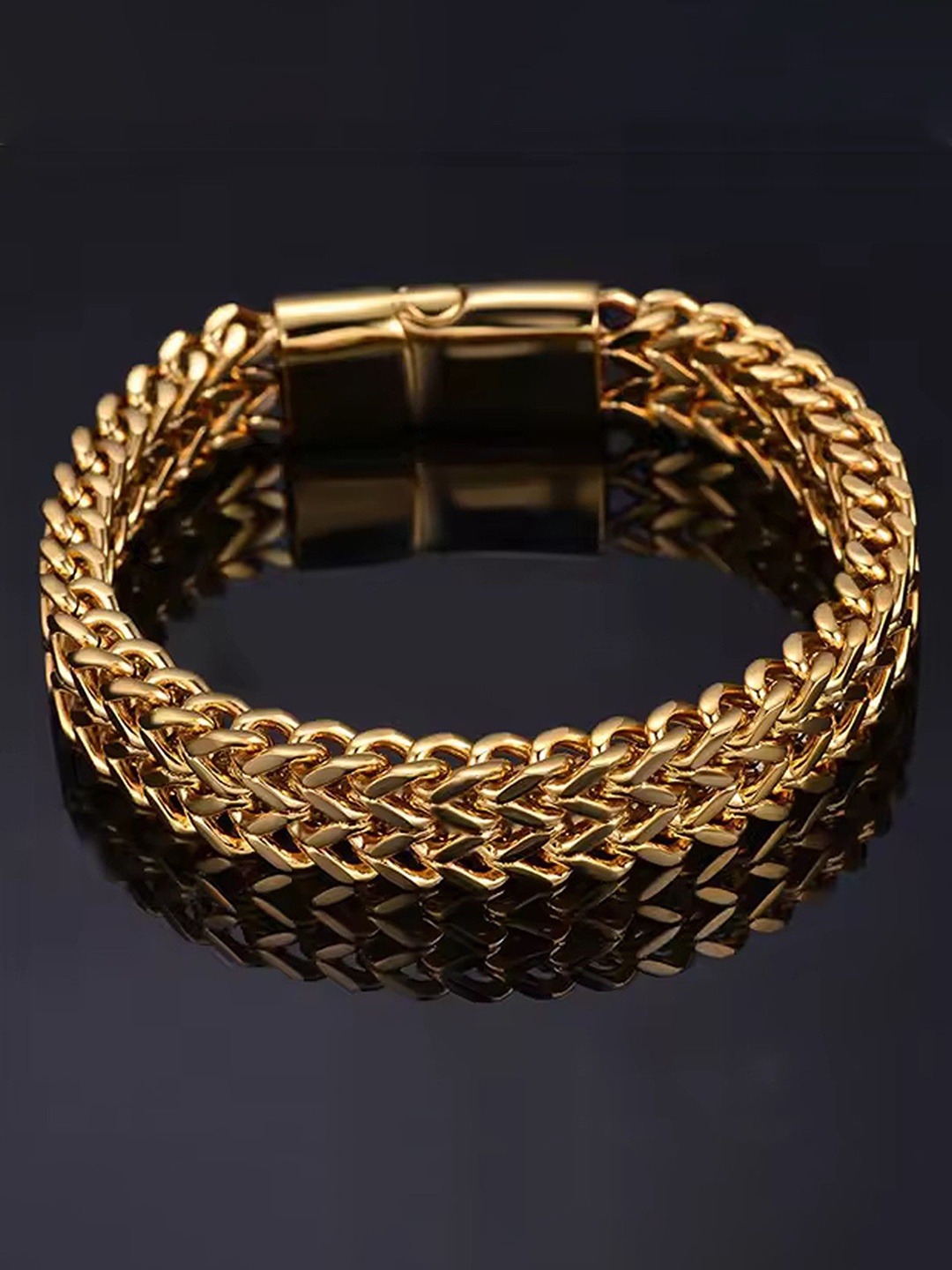 

Heer Collection Men Stainless Steel Link Bracelet, Gold