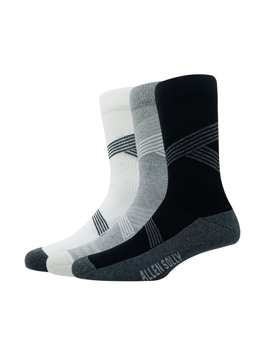 

Allen Solly Men Pack Of 3 Patterned Cotton Calf Length Socks, White