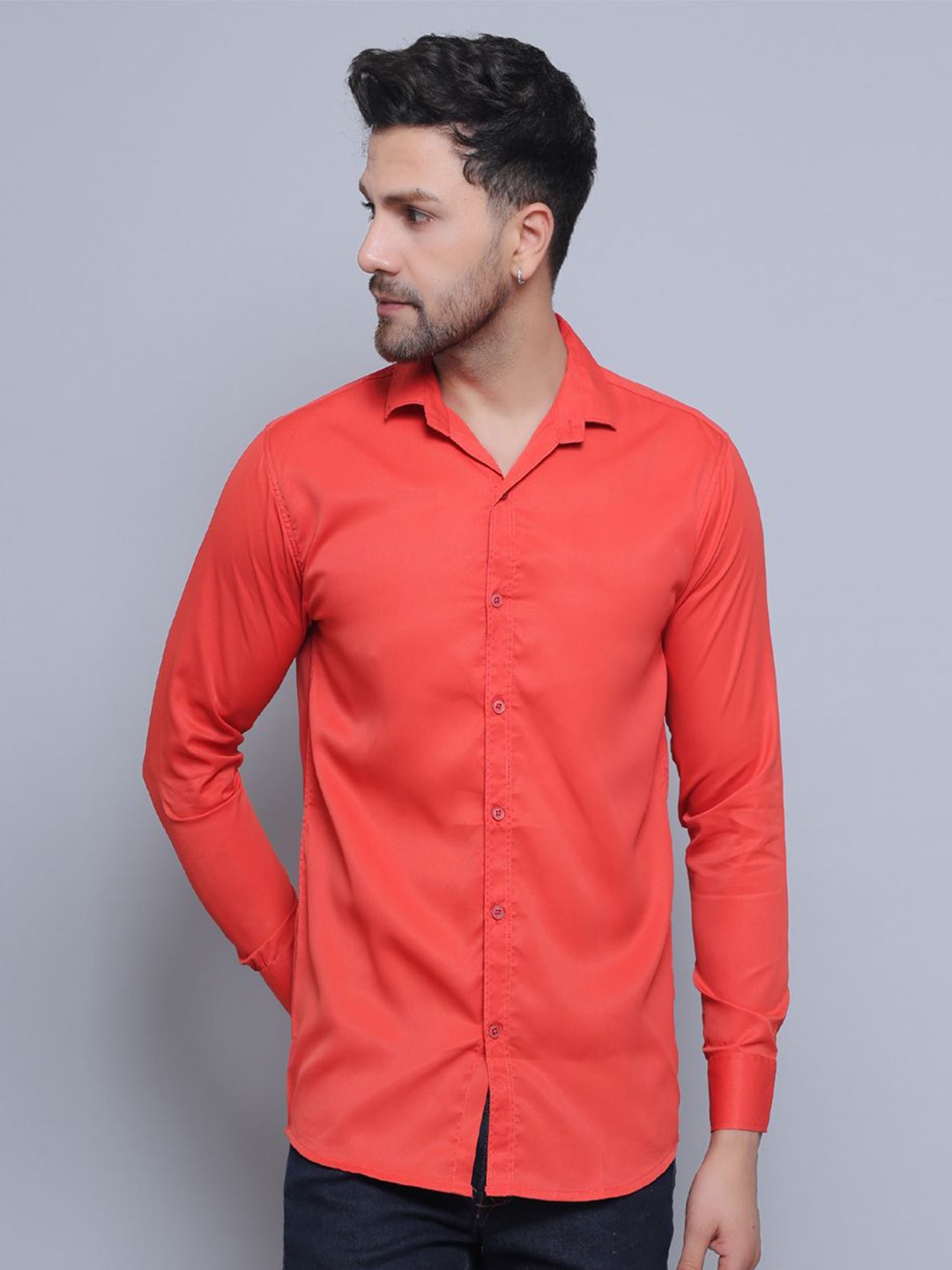 

CRAFT HEAVEN Men Spread Collar Solid Cotton Casual Shirt, Red