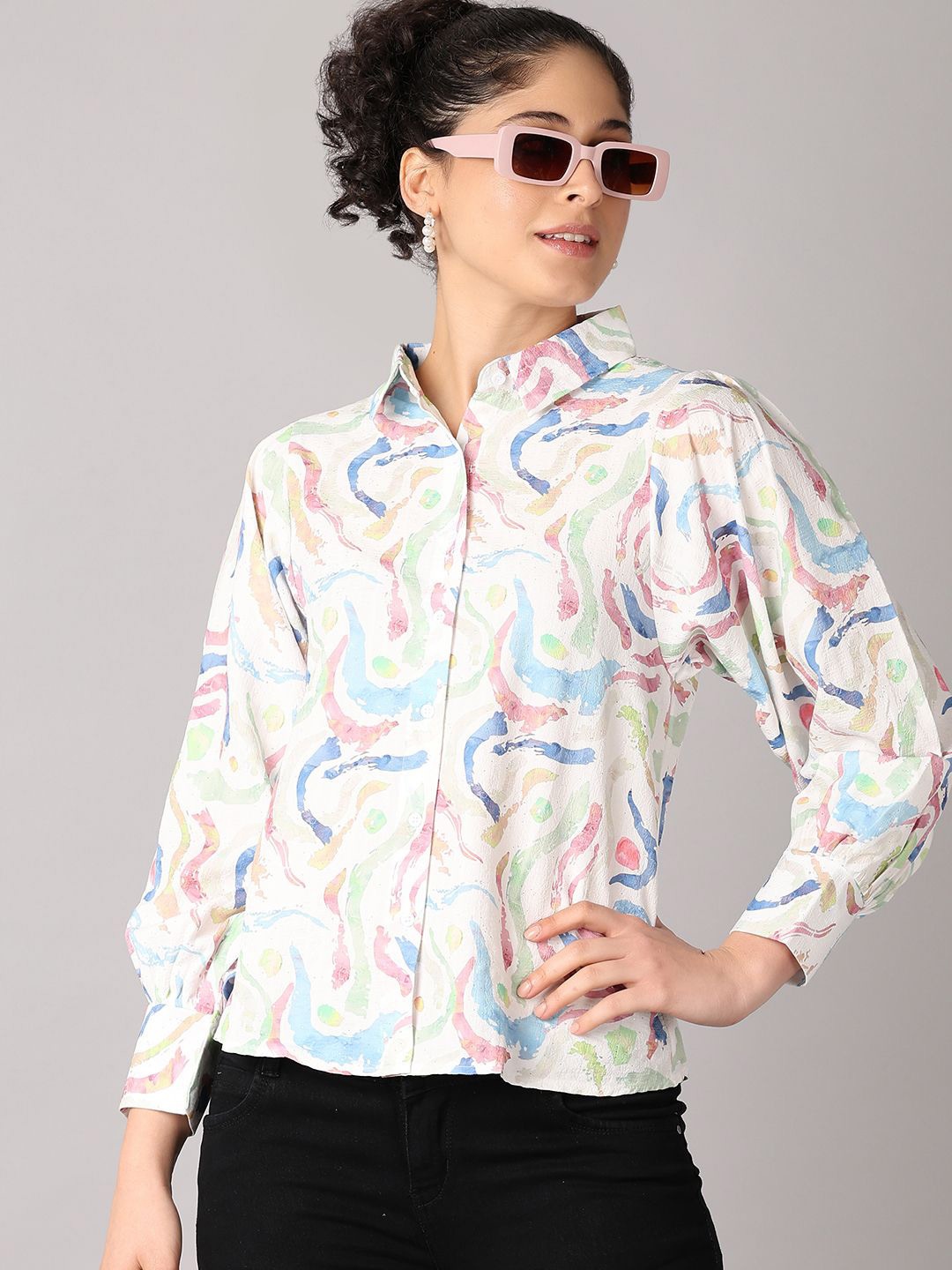 

V-Mart Women Classic Boxy Floral Opaque Printed Casual Shirt, Multi