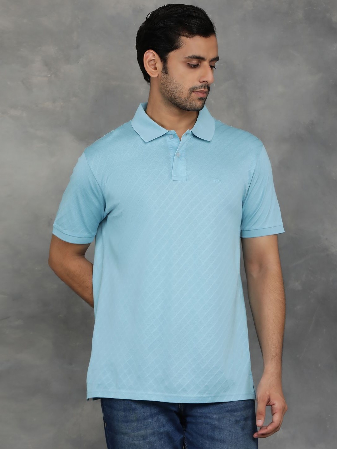

JADE BLUE Men Polo Collar Raw Edge T-shirt