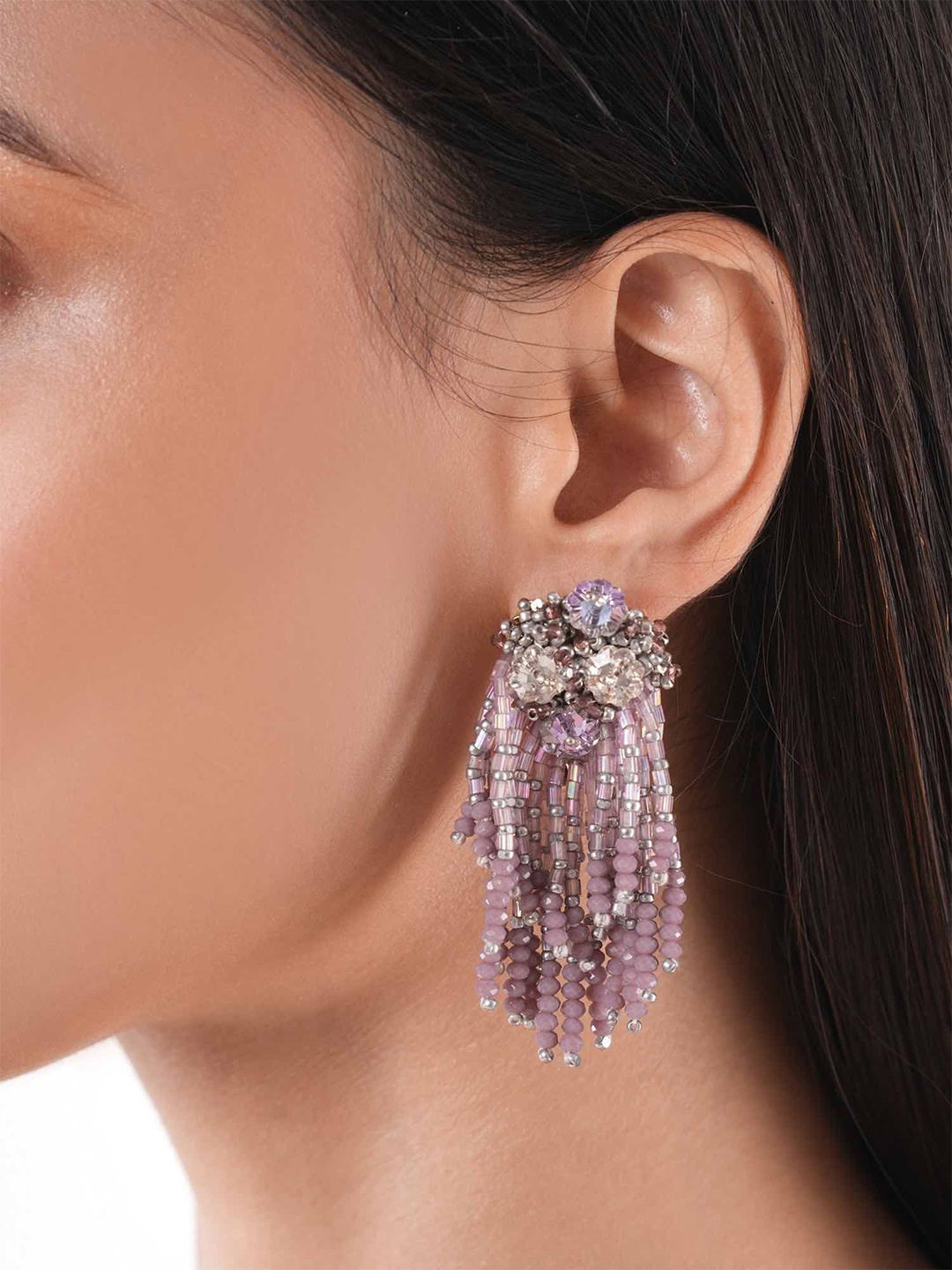 

D'oro Artificial Beads Whisper Drop Earrings, Lavender