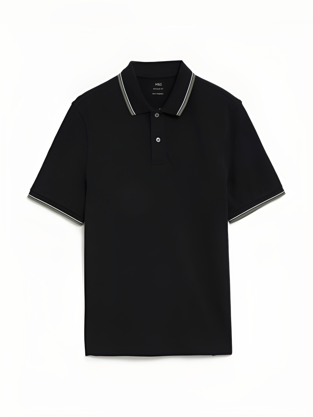 

Marks & Spencer Men Solid Polo Collar Cotton T-shirt, Black
