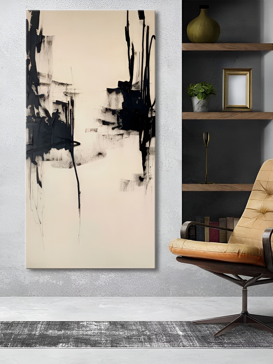 

999Store Grey & Black Canvas Abstract Wall Paintings