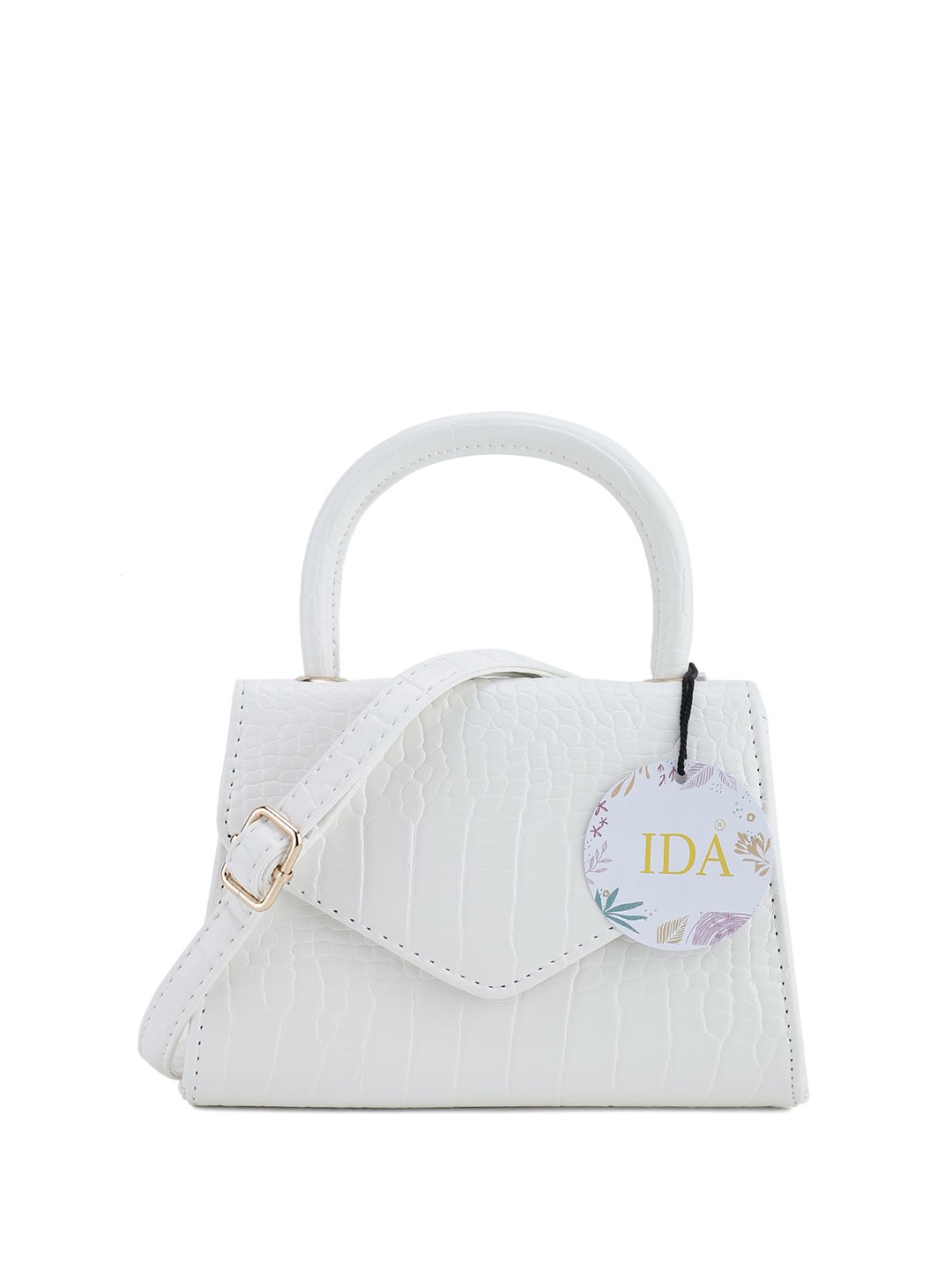 

IDA Women Textured PU Structured Handheld Bag with Quilted, White