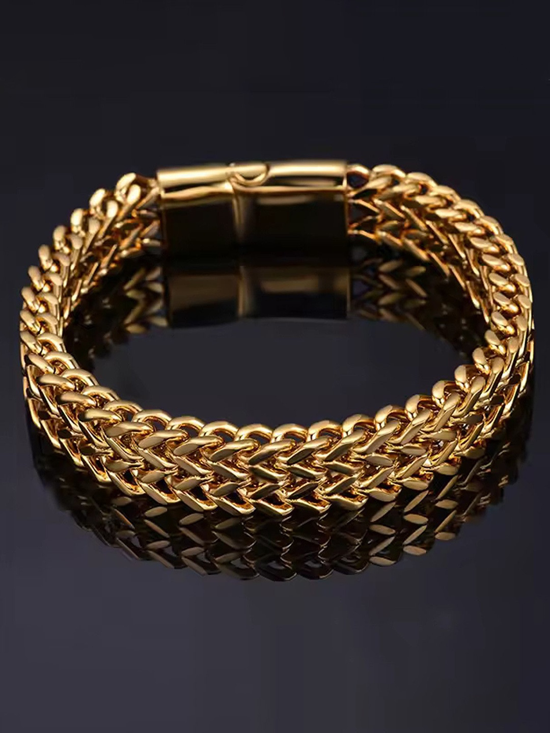 

Heer Collection Men Stainless Steel Link Bracelet, Gold