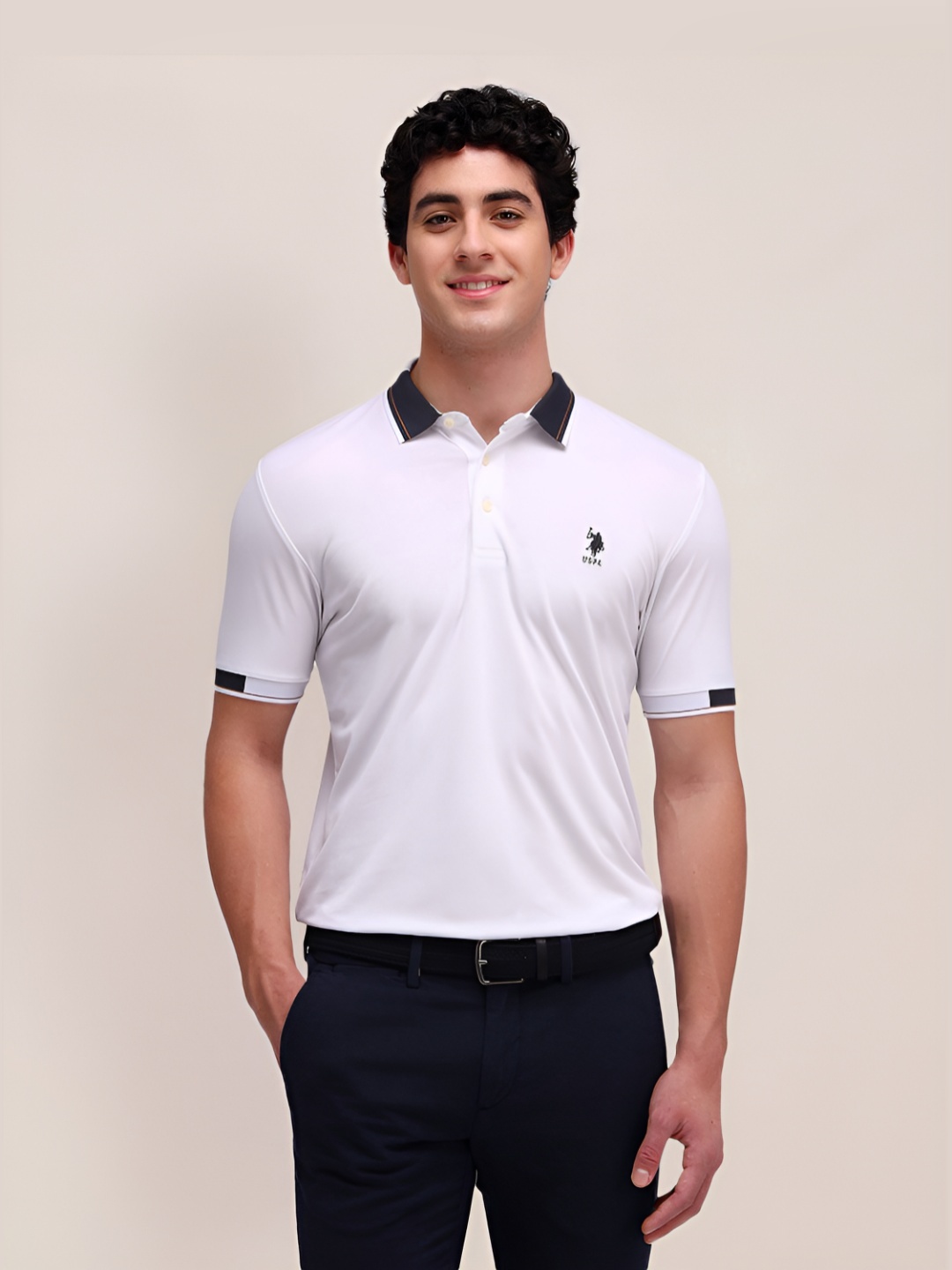 

U.S. Polo Assn. Men Brand Logo Solid Slim Fit T-shirt, White