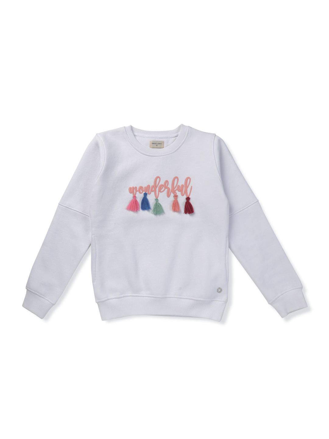 

Gini and Jony Girls Typography Printed Round Neck Cotton Pullover Sweatshirt, White
