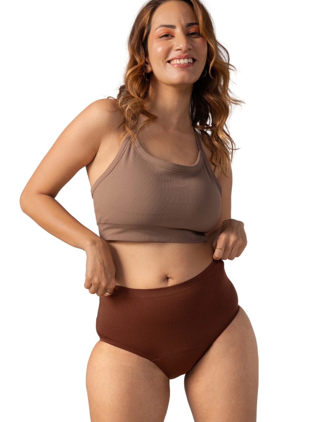 

Mahina Reusable & Leak Proof Period Panty Cappuccino Modal Mid Rise Heavy Flow, Coffee brown