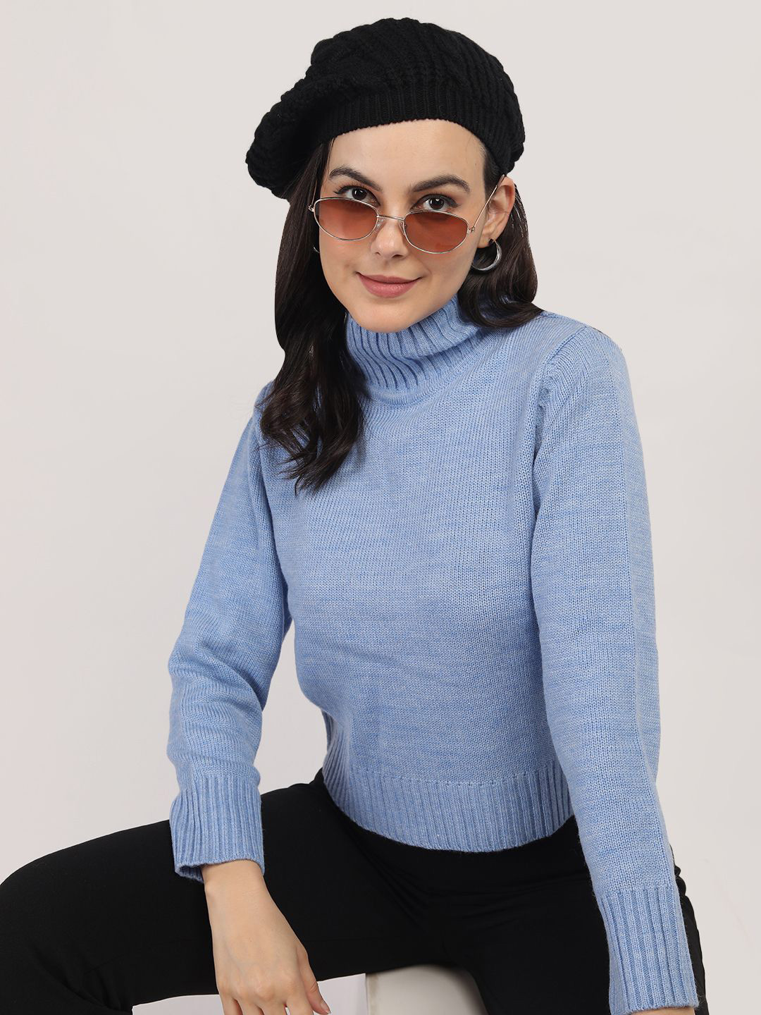 

CHKOKKO Women Woollen Pullover, Blue