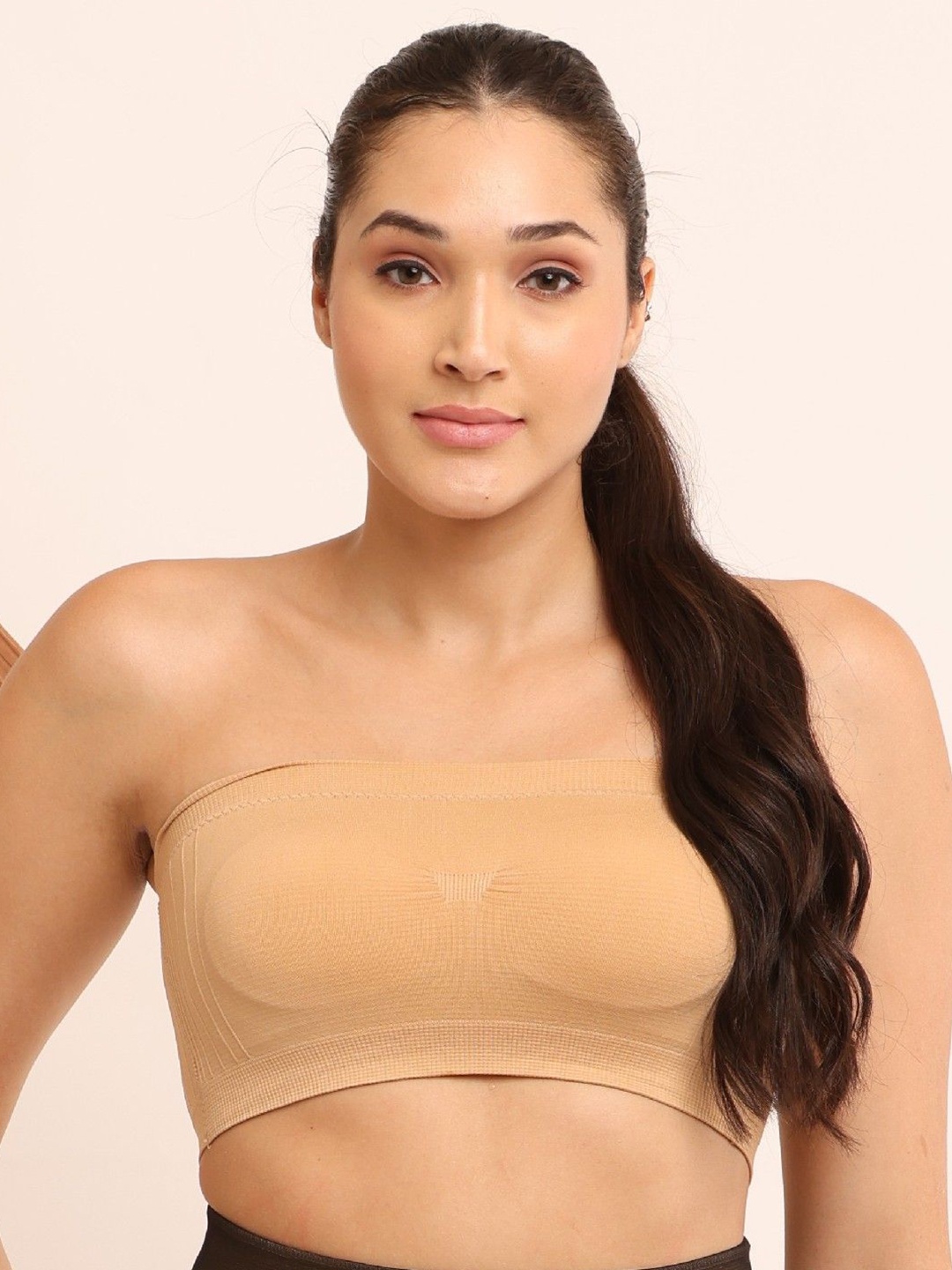 

Poftik Bandeau Medium Coverage Bra, Beige