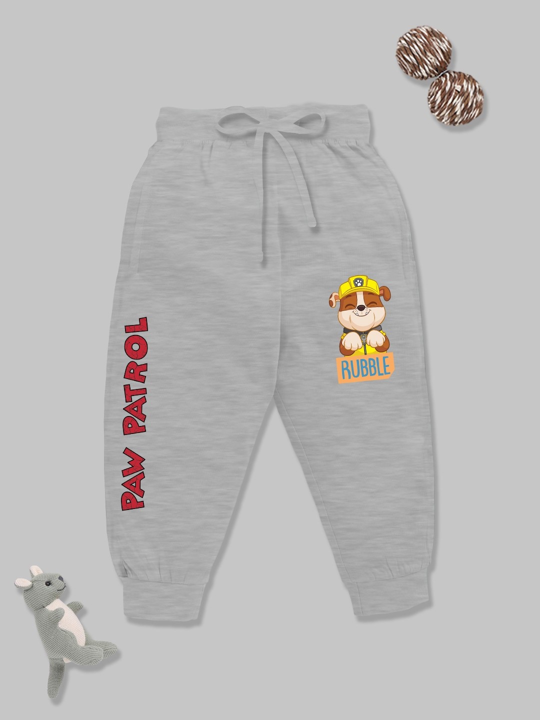 

YK X Minute Mirth Boys Paw Patrol Printed Pure Cotton Joggers, Grey