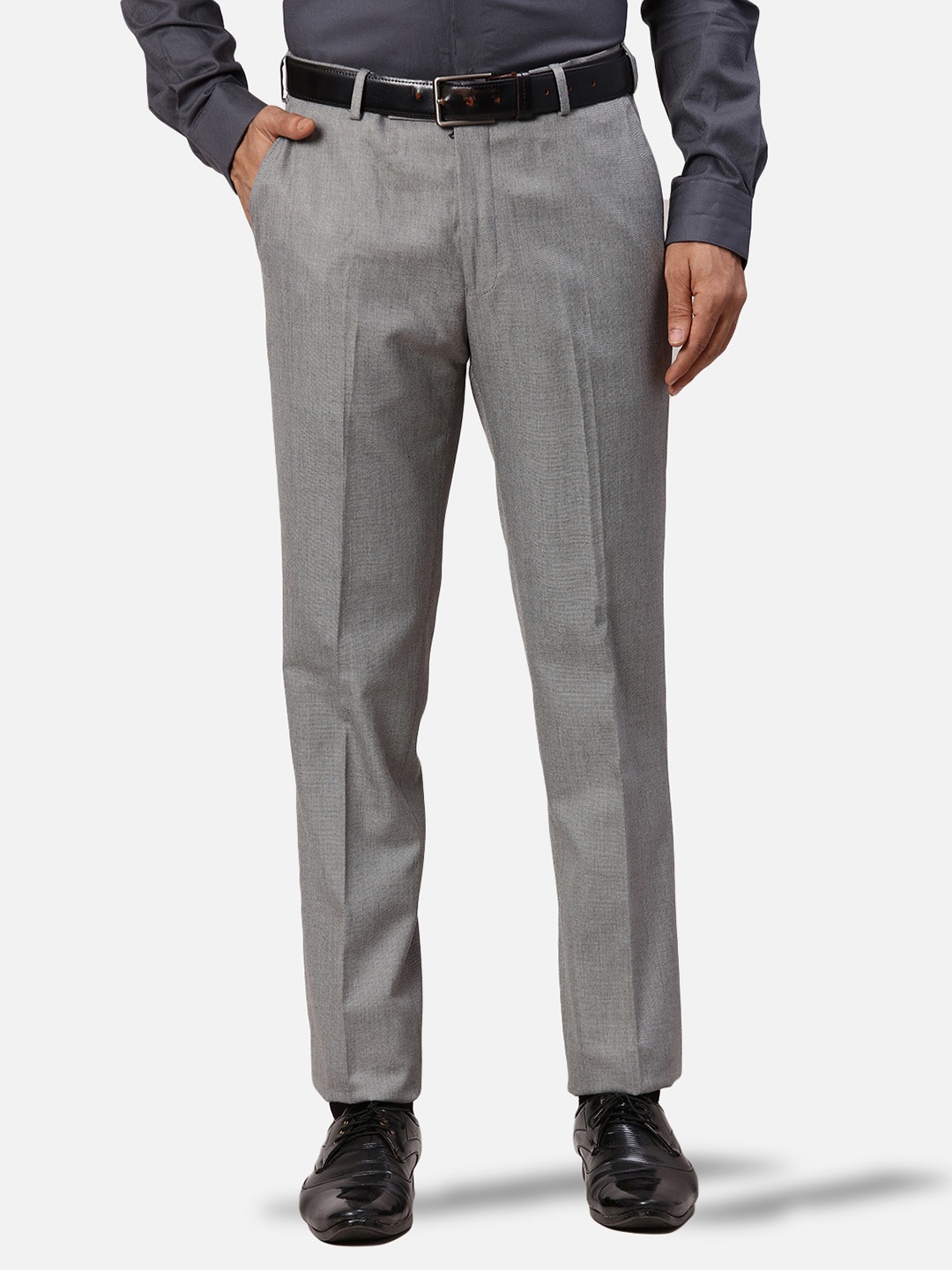 

Park Avenue Men Slim Fit Mid-Rise Formal Trousers, Grey