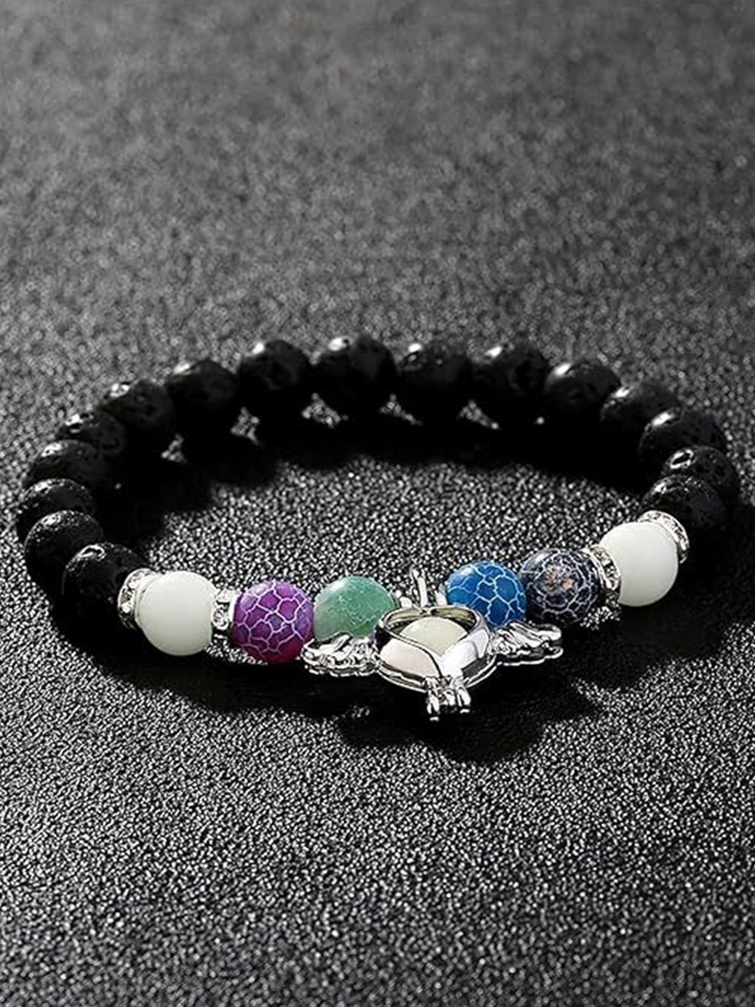 

Heer Collection Unisex Beaded Wood Elasticated Bracelet, Black