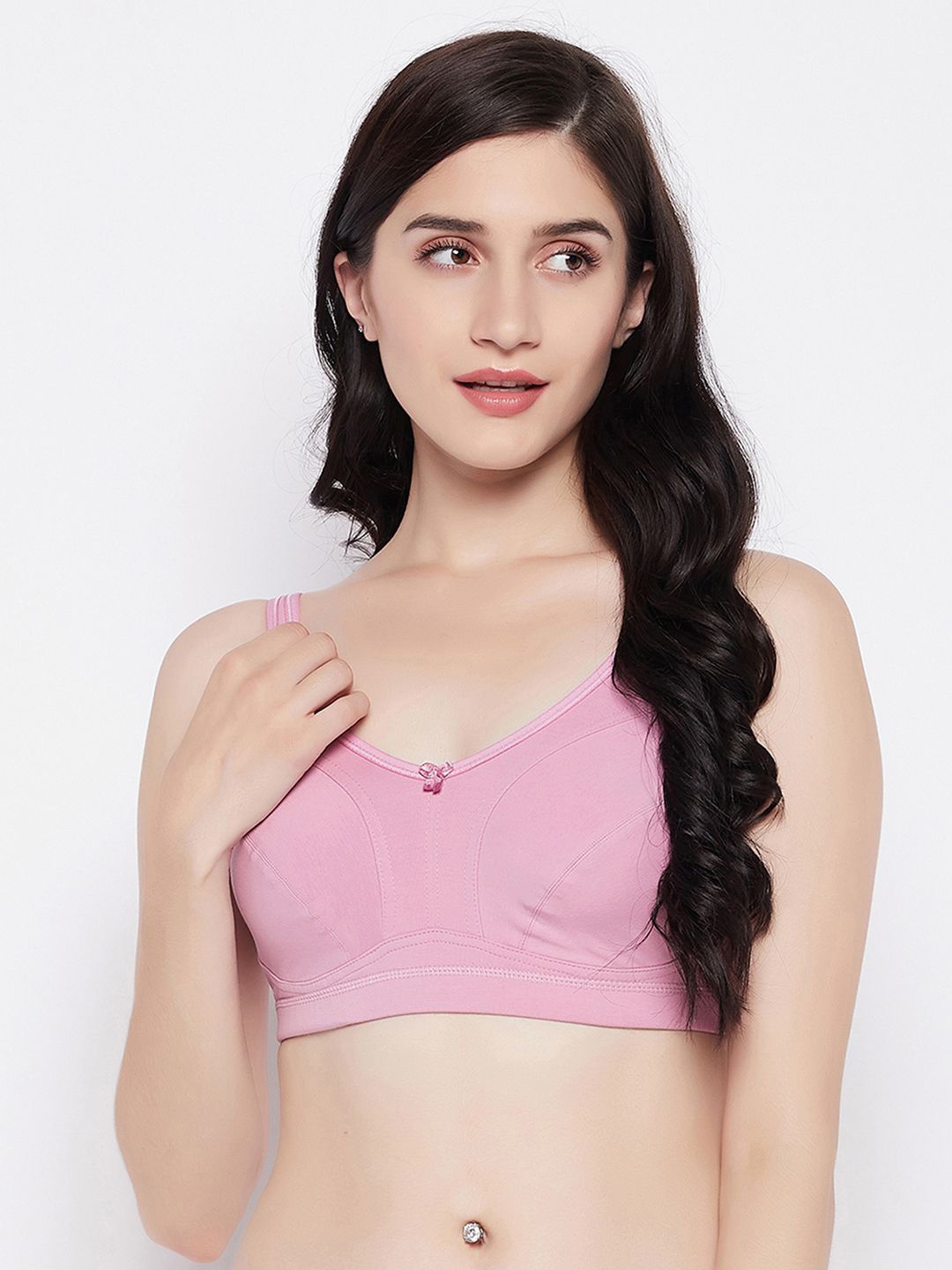 

Clovia Cotton Solid Non-Padded Full Coverage Bra, Pink