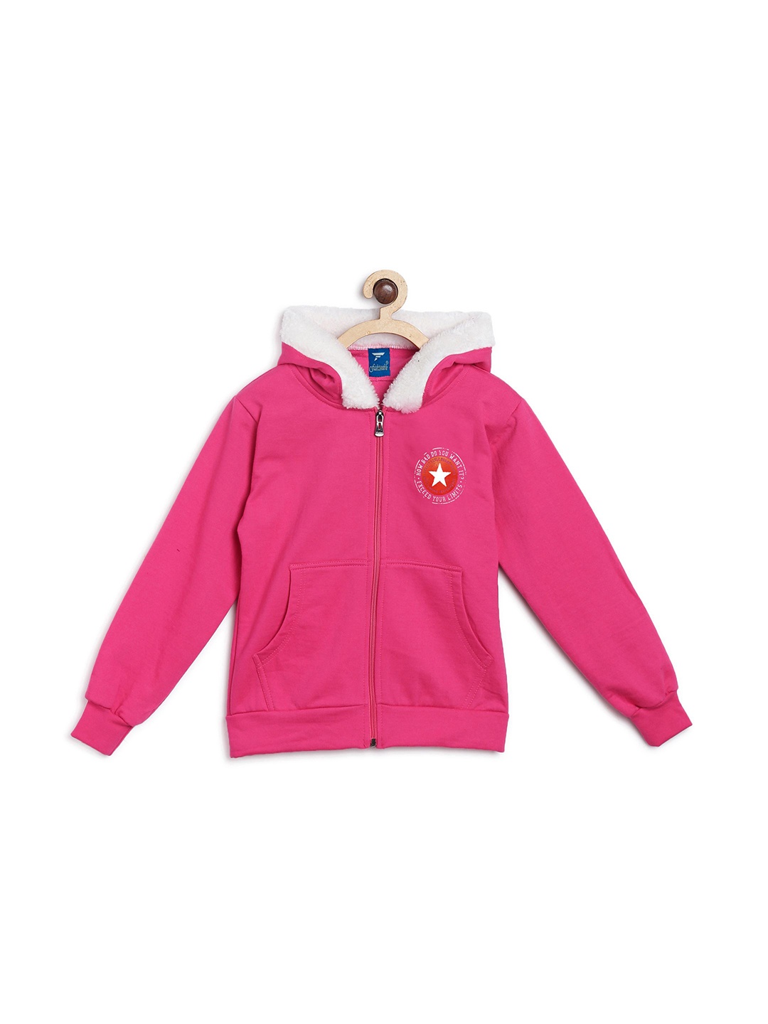 

Fashionable Boys Typography Printed Hood Front-Open Sweatshirt, Pink