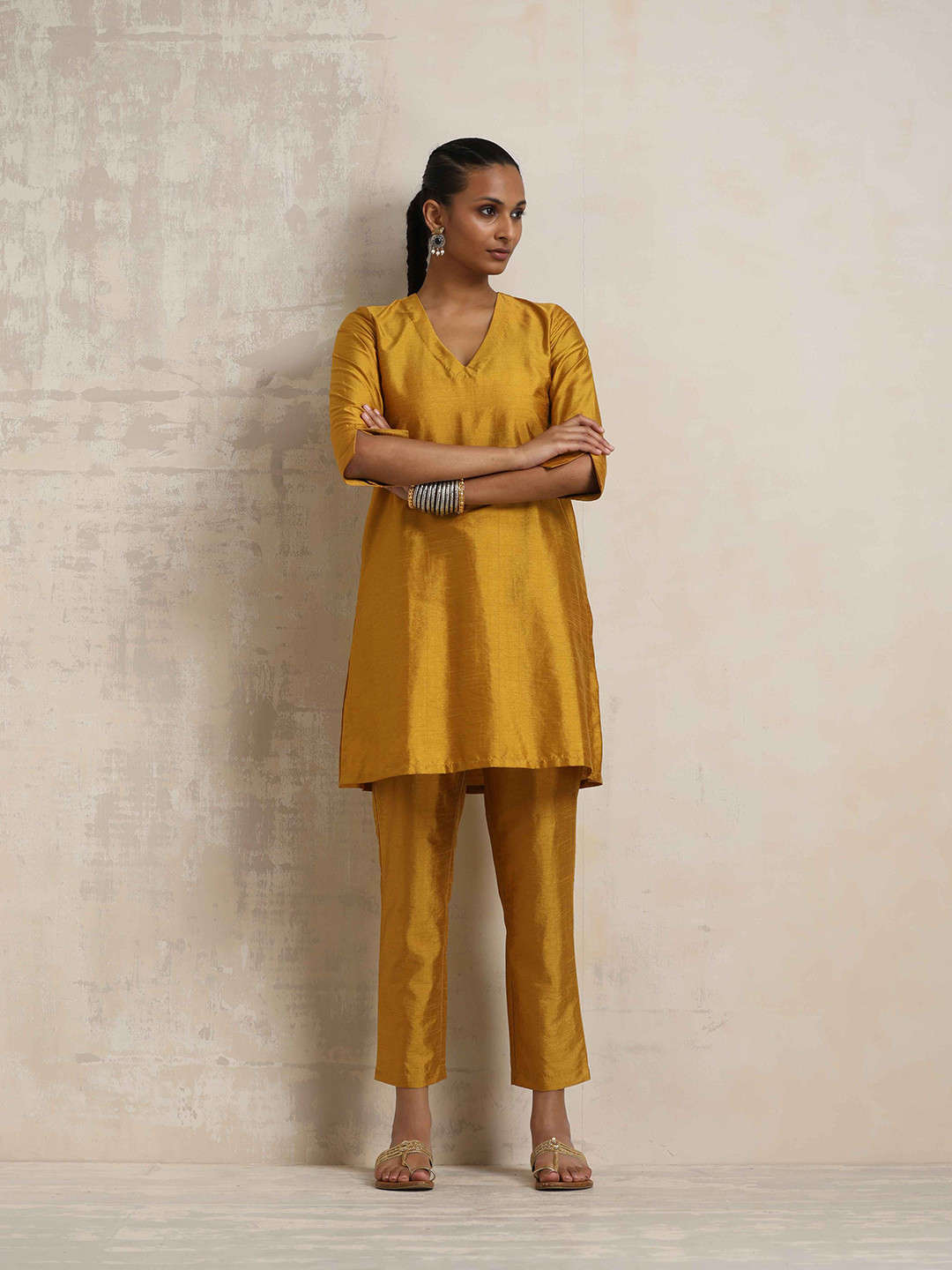 

trueBrowns V-Neck Tunic With Trousers, Yellow
