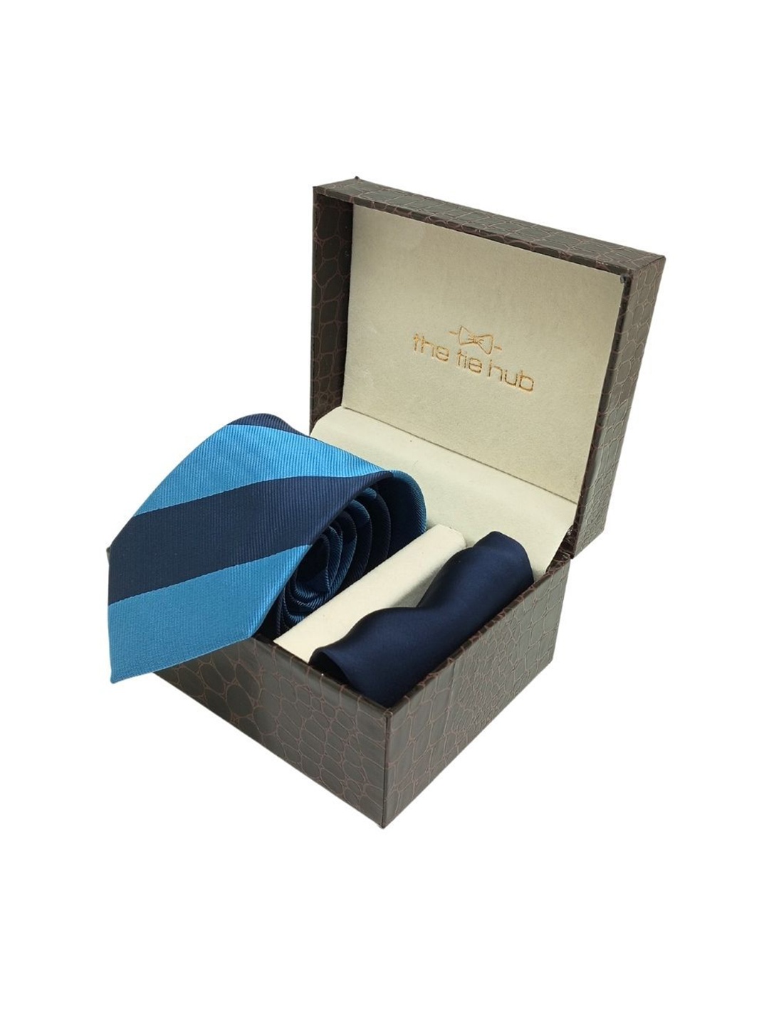 

The Tie Hub Men Accessory Gift Set Of Tie & Pocket Square, Blue