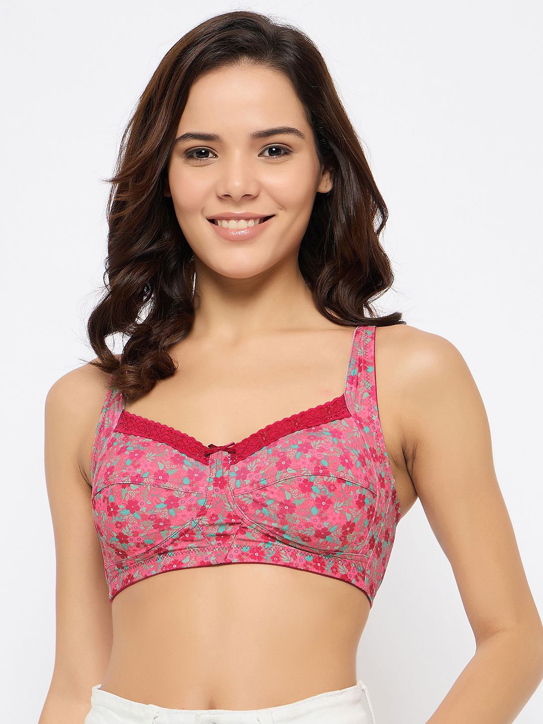 

Clovia Floral Full Coverage Non-Padded Bra, Pink