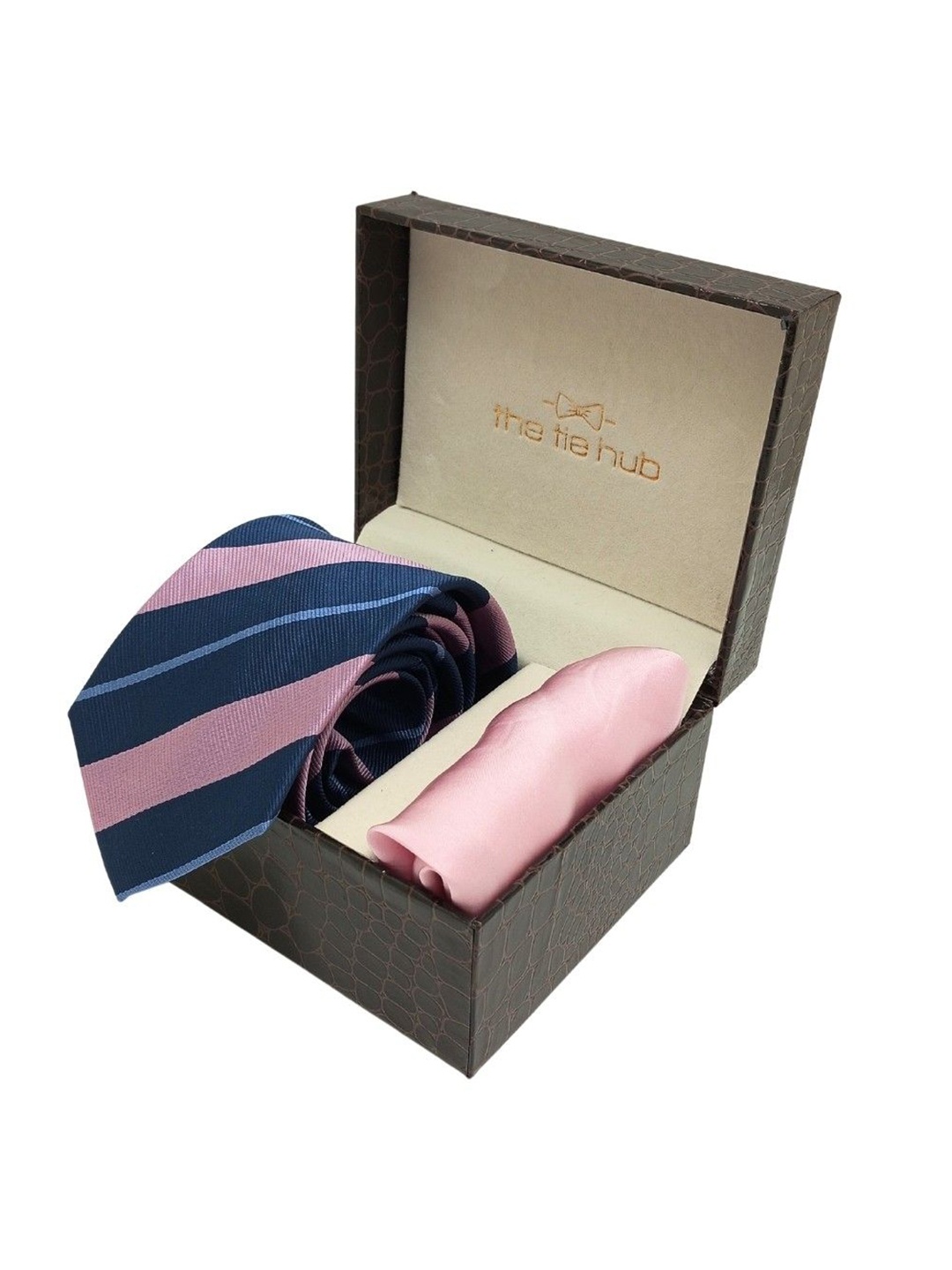 

The Tie Hub Men Accessory Gift Set Of Tie & Pocket Square, Blue