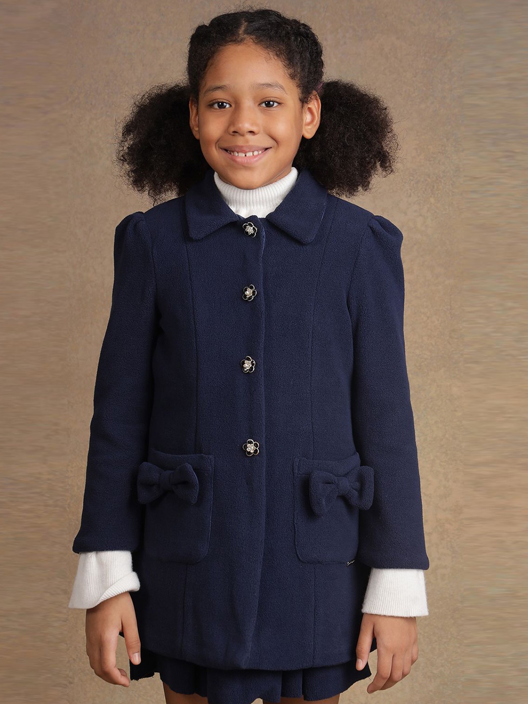 

One Friday Girls Single-Breasted Overcoat, Navy blue