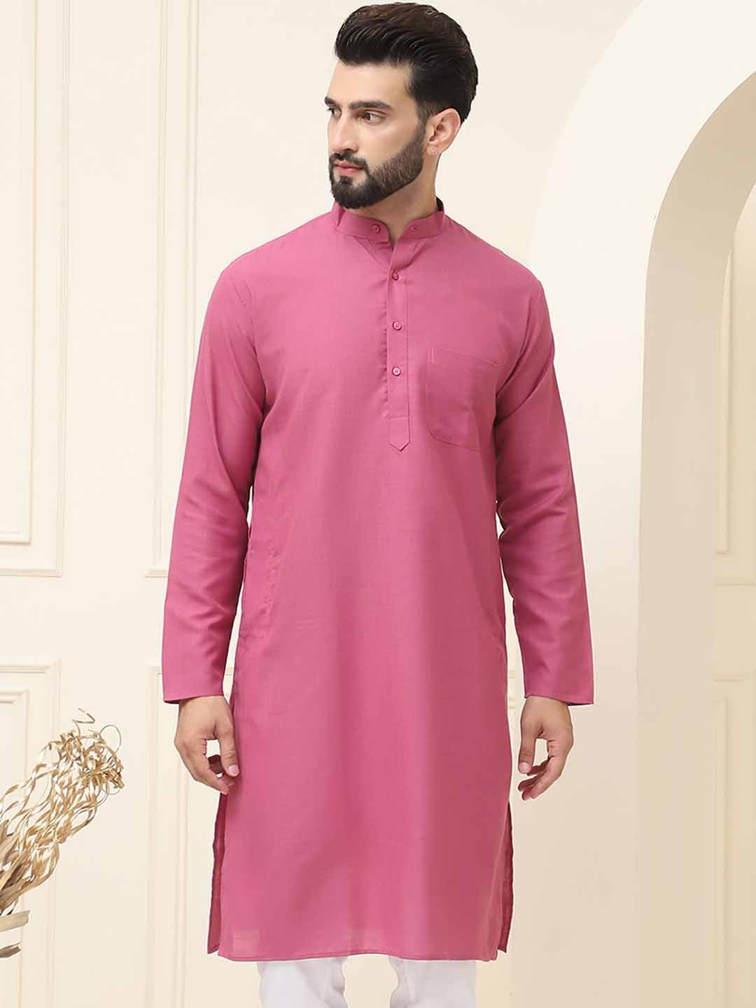 

SOJANYA Band Collar Straight Kurta, Coral