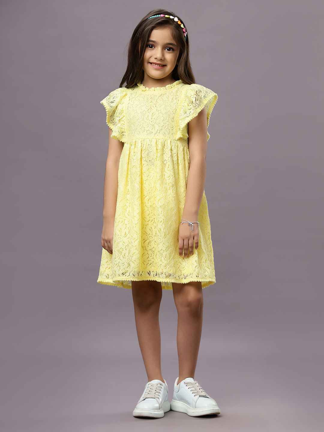 

TeenTrums Girls Flutter Sleeve Fit & Flare Dress, Yellow