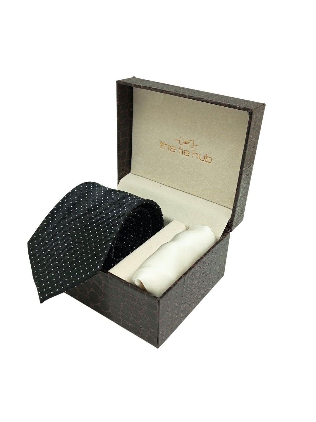 

The Tie Hub Men Accessory Gift Set Of Tie & Pocket Square, Black