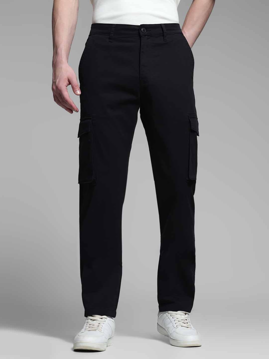

Jack & Jones Men High-Rise Cargo Trousers, Black